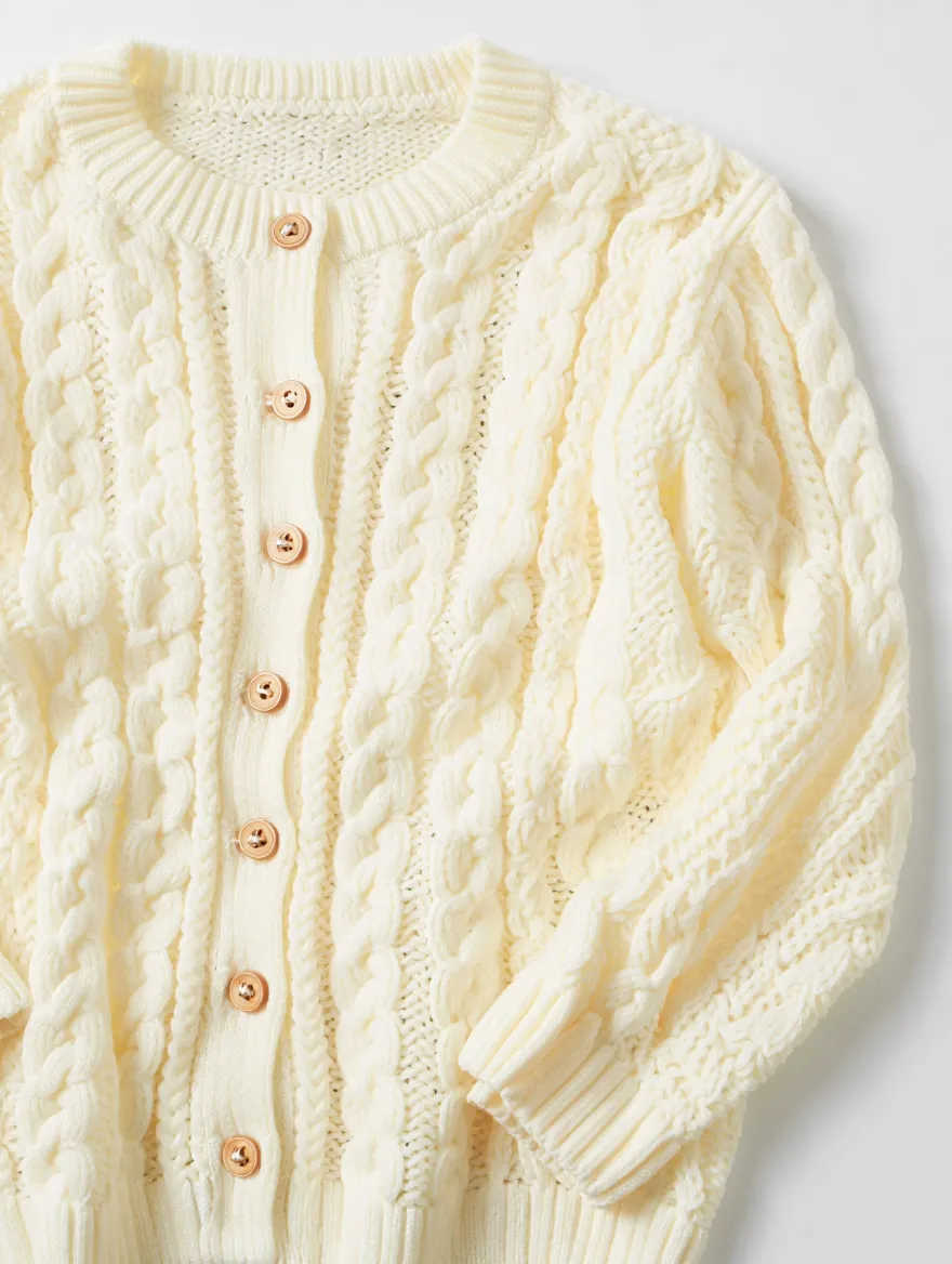 Girls' Cable Knit Cardigan